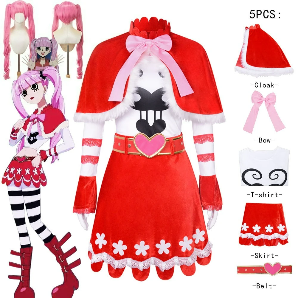 アニメペローナコスプレ衣装ウィッグ赤いマントフルセットハロウィン衣装ゴーストペローナプリンセスドレスクリスマス服制服スーツ
