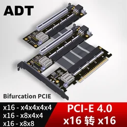 PCIe 4.0 x16 FFC Graphics Card Extension Cable 1 to 4 PCI-E Riser Gen 4 Split Card PCIe-Bifurcation 16X to X4X4X4X4 X8X8 Adapter