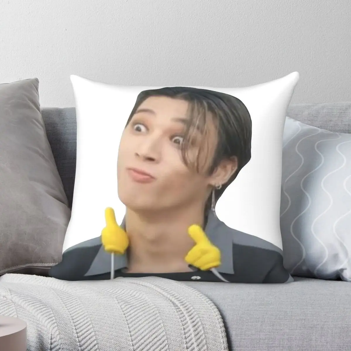 Wooyoung Reaction Meme Pillowcase Polyester Linen Velvet Creative Zip Decorative Home Cushion Cover