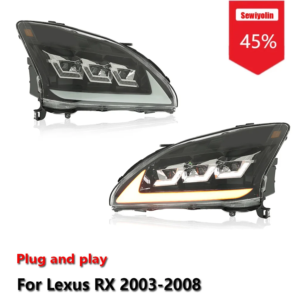 

Sewiyolin автомобильные светодиодные фары аксессуары для Lexus RX 2003-2008 обновление DRL тормозной указатель поворота Plug and Play