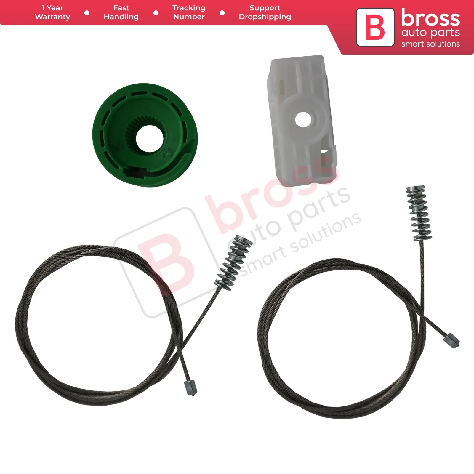 

Bross Auto Parts BWR5316 Window Regulator Repair Set Rear 8G0839729A, 8G0839730A for Audi 80 B4 CC 3-Door Made in Turkey