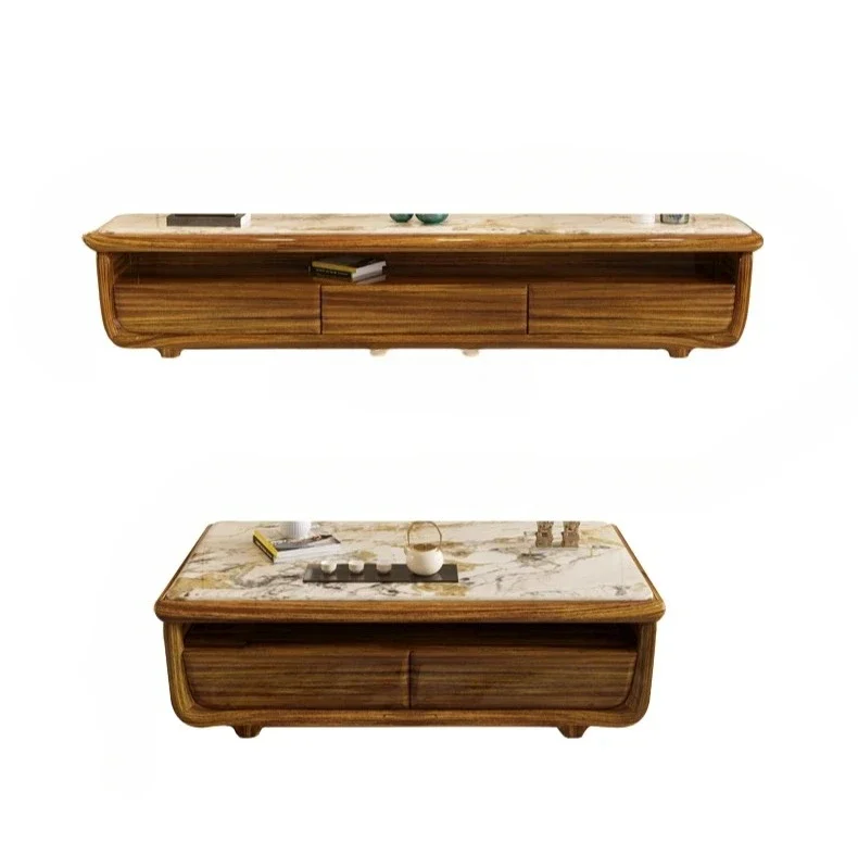 

Журнальный столик из черного дерева, мрамора, комбинация ТВ-шкафа, современный свет, роскошная гостиная, квадратный напольный шкаф для хранения из цельного дерева