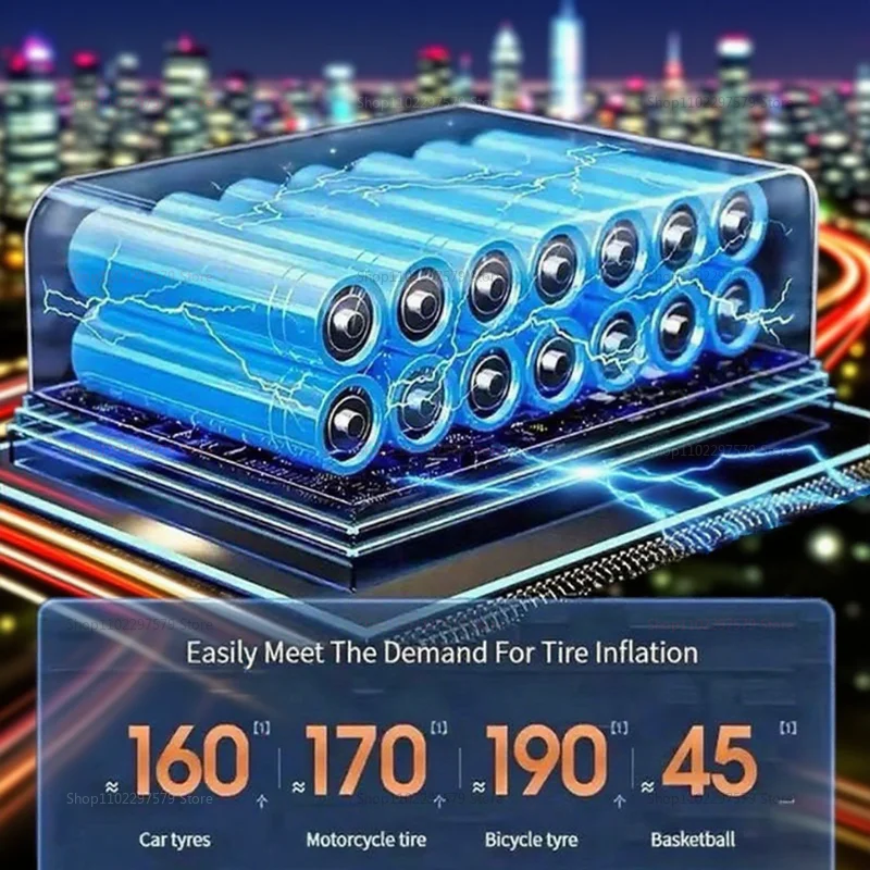 新型ワイヤレスポータブルカーエアポンプ、デジタルディスプレイ搭載、多機能タイヤ空気入れ、車、SUV、自転車、バスケットボールボール用緊急インフレータ