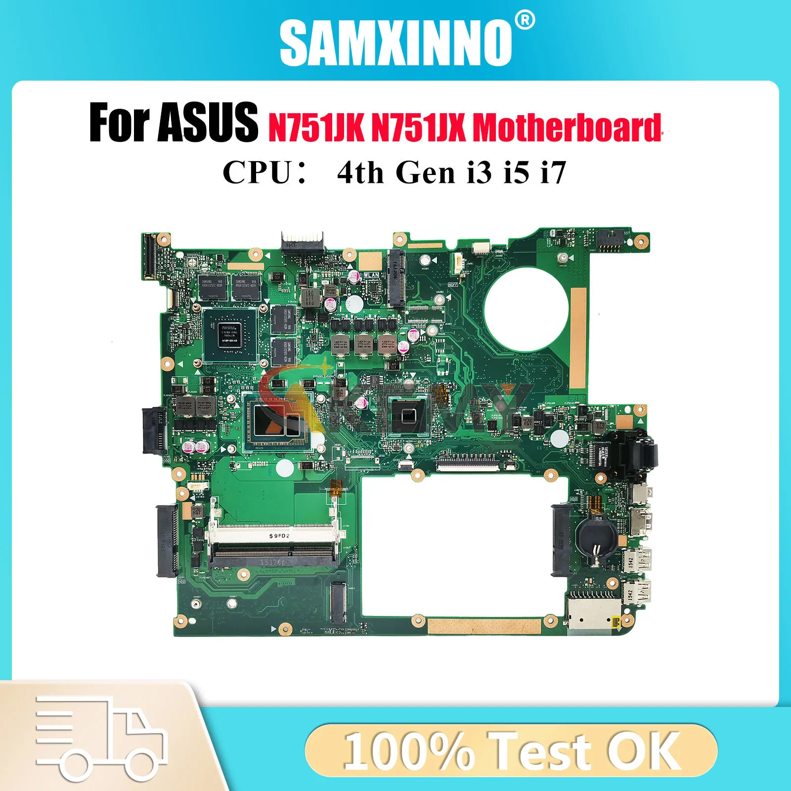 

N751JK Материнская плата для ноутбука ASUS Vivobook N751JK N751J N751JX Материнская плата для ноутбука с процессором i3 i5 i7 100% тест ОК быстрая доставка
