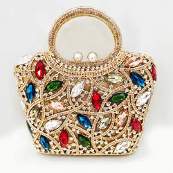 Multicolord Large Stone Top-Handle Bag Big Rhinestone Women Diamond Evening Clutch Bags Female Crystal Wedding Party Clutches