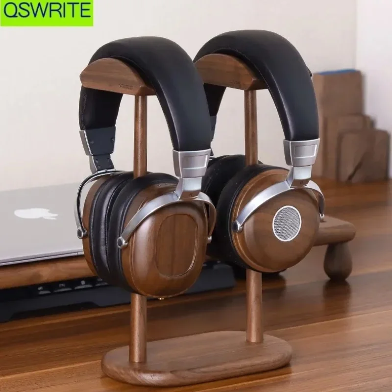 

Ear Walnut Headphone Stand Solid Wood Double Ear Hanger Creative Headphone Display Storage Head Mounted Large Wood Solid Stand