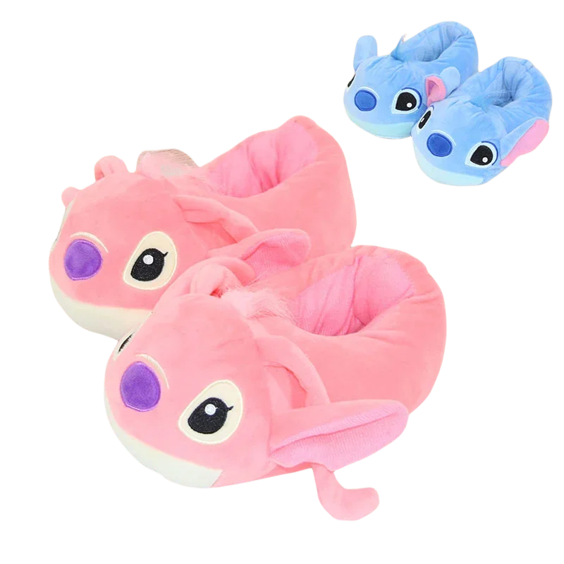 Disney Lilo & Stitch 3-10 Years Old Children\'s Autumn and Winter Slippers Cute Indoor Thermal Shoes Angel Cotton Drag 22CM Long