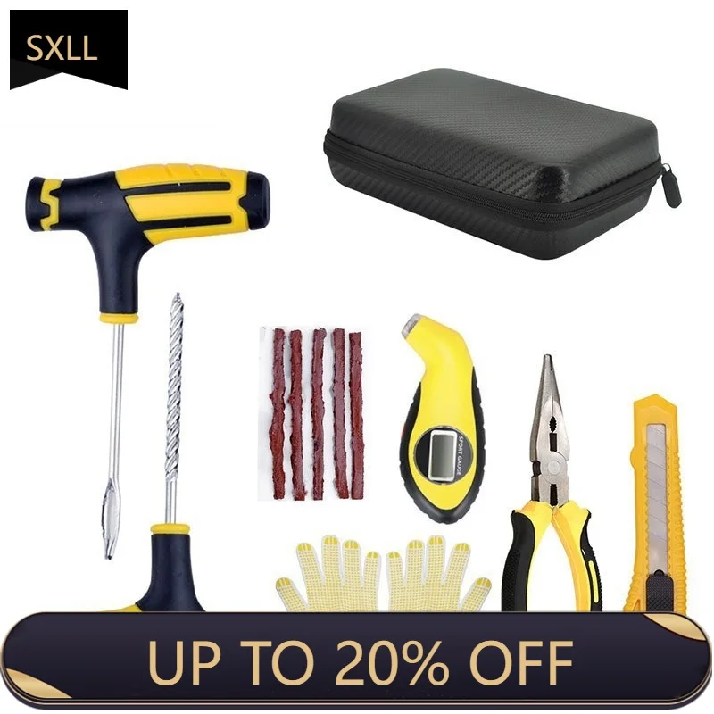 

SXLL Factory Price Car Tire Repair Kit with Plastic Housing for Emergency Puncture Leaks