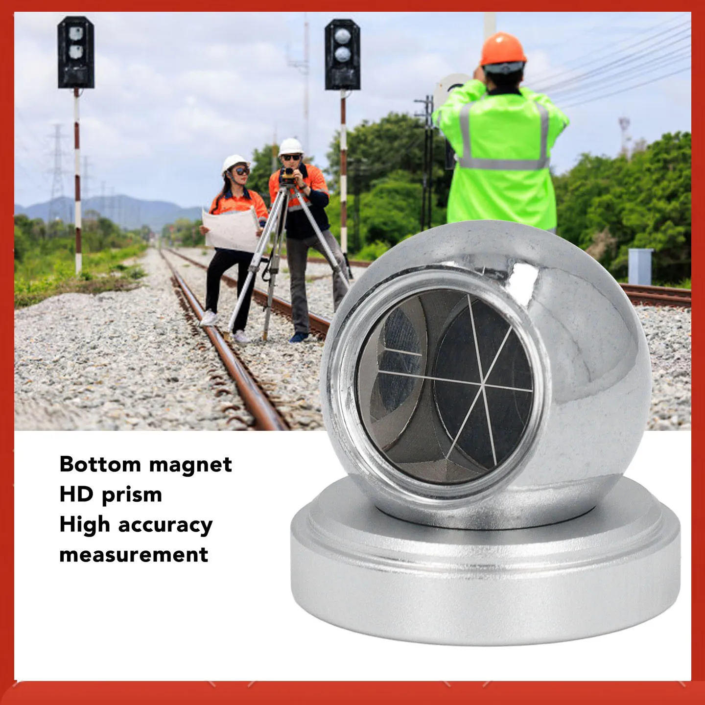 Total Station Prism K9 Glass Total Station Sphere Prism Compact High Accuracy for High Speed Rail Shipbuilding Measurements