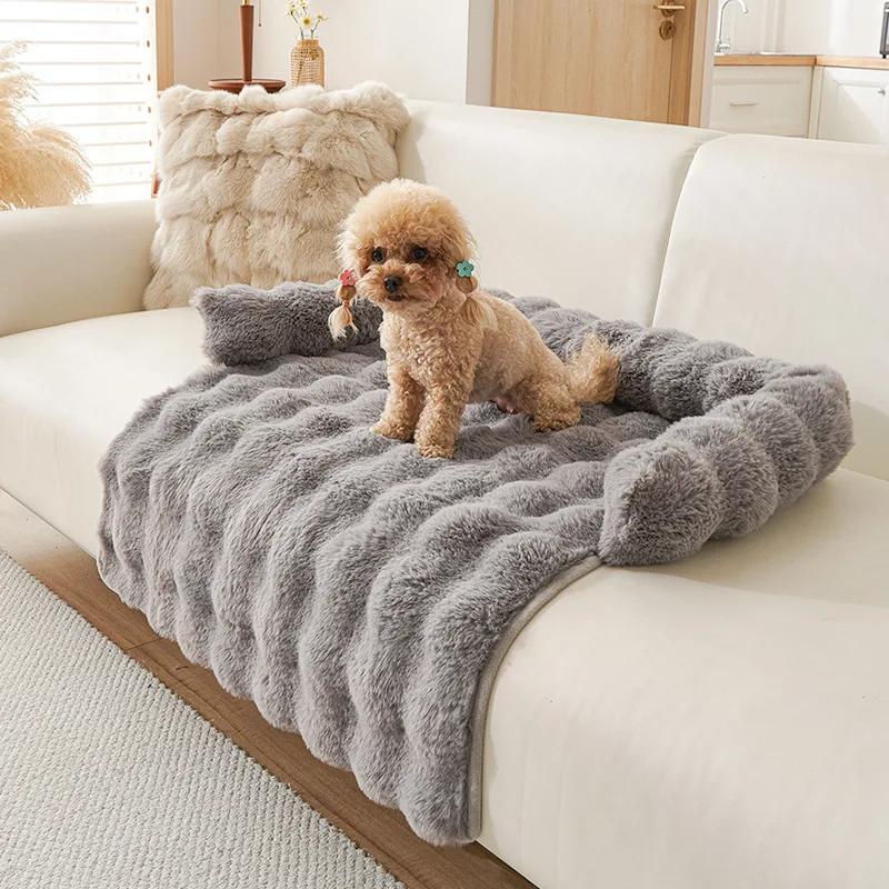 

Thicken Rabbit Plush Dog Bed Soft Plush Dog Pad Sofa Couch Pet Furniture Protector Cover Washable Blanket Cushion Dog Kennel