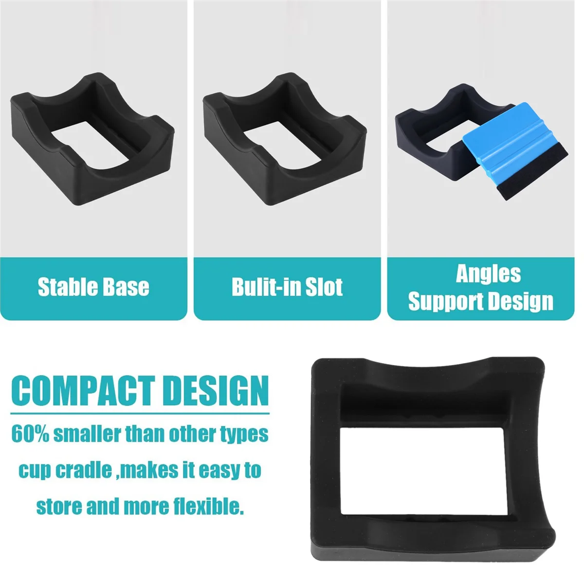 

A06K Small Silicone Cup Cradle for Crafting Making, Tumbler Holder with Built-In Slot and Felt Edge Squeegee Decal Scraper