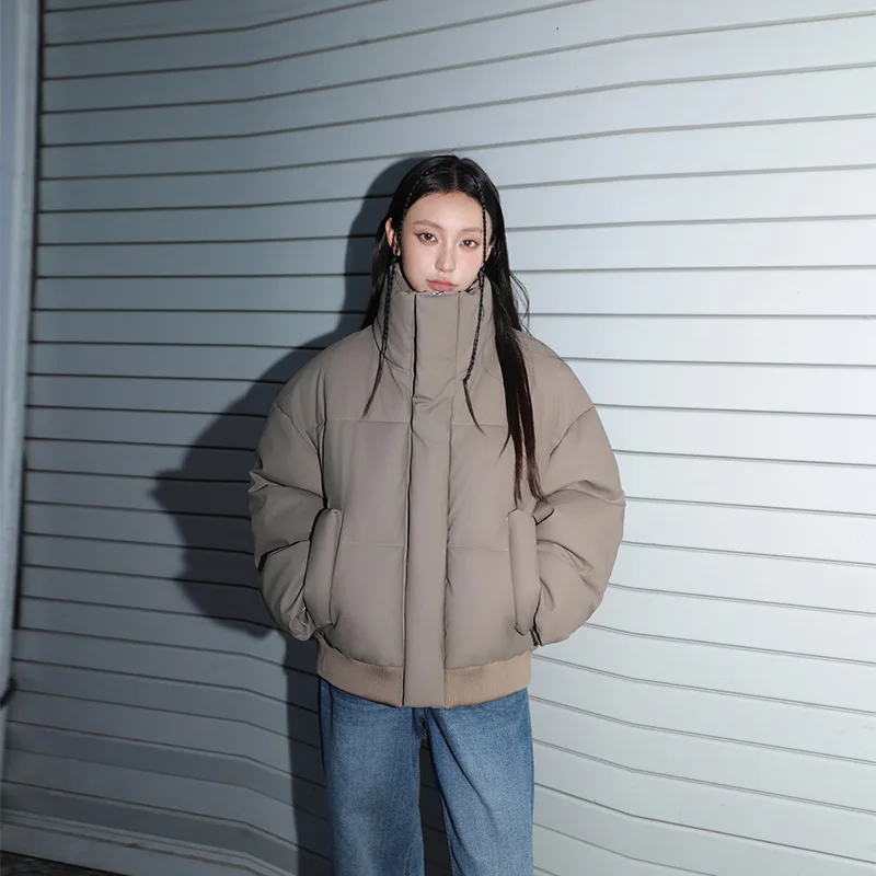 

Хлопковая куртка в стиле хип-хоп с воротником-стойкой, женская зимняя куртка на молнии, ветрозащитное пуховое хлопковое пальто, шикарная стеганая куртка с карманами