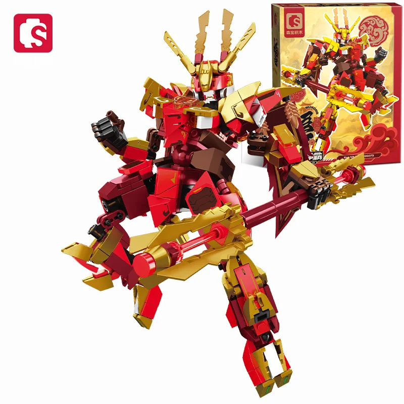 SEMBO BLOCK Serie Meccanica Monkey King Kit Modello Trasformante Mecha Building Blocks MOC Assemblaggio Mattoni Ornamento Ragazzo Giocattolo