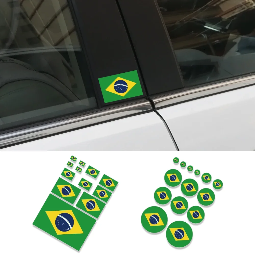 

Universal Car Sticker Creative Brazilian Flag Square Circular Design Flag Series Stickers Auto Personalized Decor Accessories