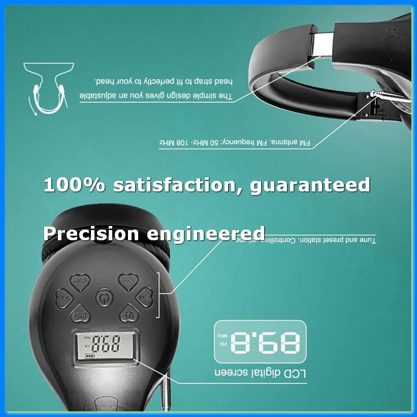 

Personal FM Radio Headphones Ear , Wireless Headset Built in Radio for Mowing, Jogging, Walking, Daily Works-ELEC
