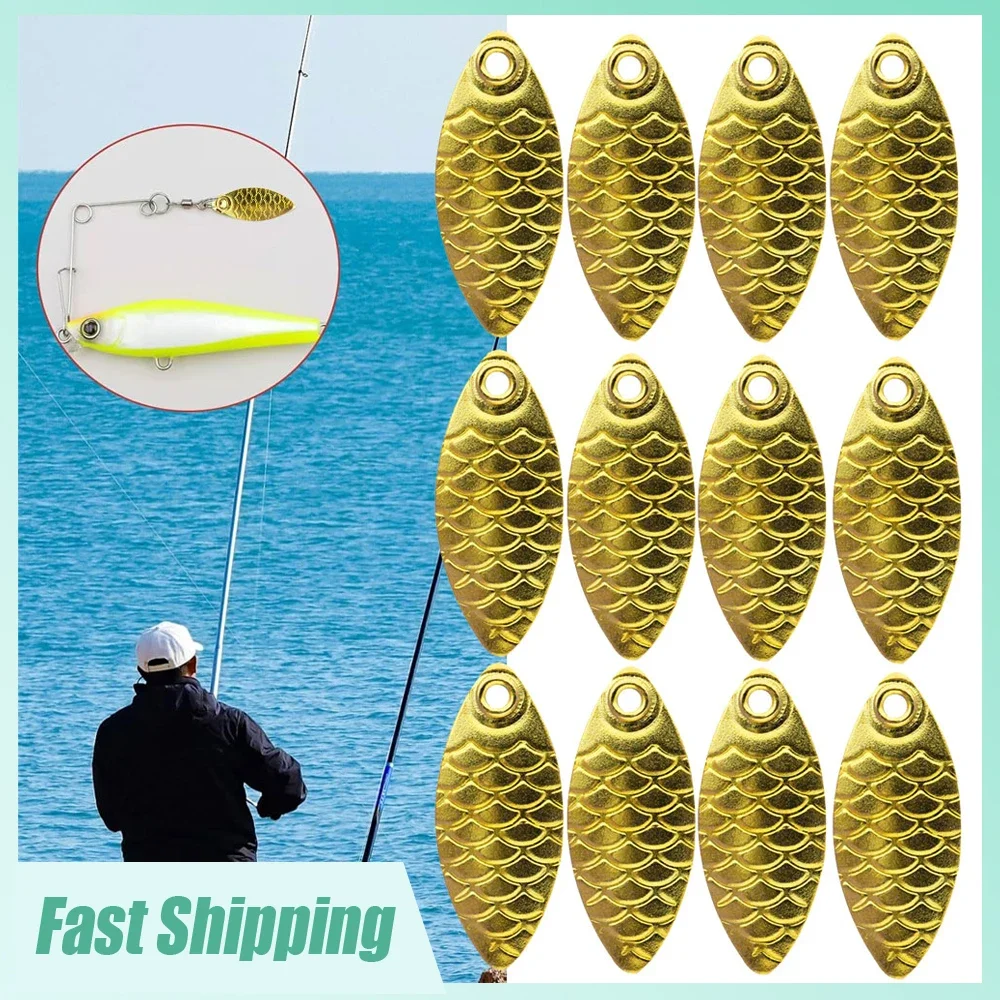 

50pcs Fish Scale Shape Spinner Fishing Lure Thickened Rotating Melon Seed Styling Fishing Bait Metal Fishing Lure Accessories