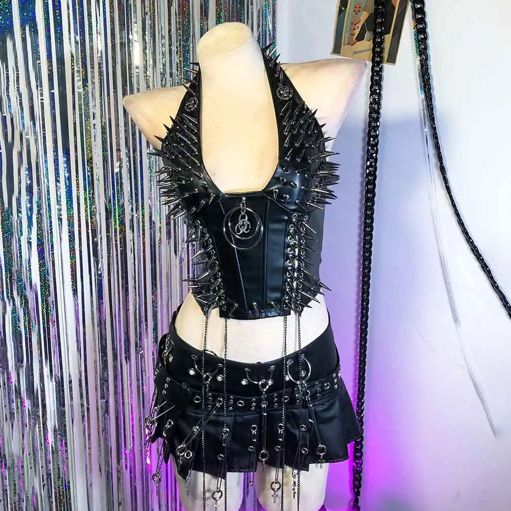 

DIY Hand Made 90s Grunge Punk Rock Gothic Tank Goth Emo Eco Kawaii Harajuku E-Girls Teen Y2K Halter Camisole TOPS 80s