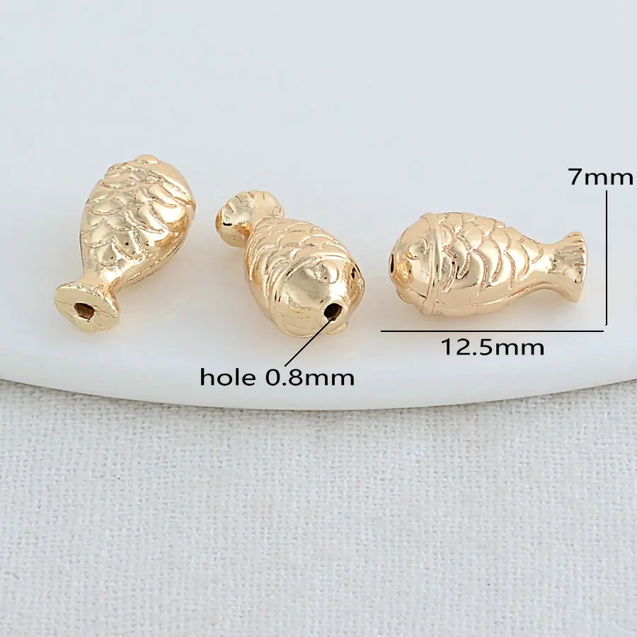 10PCS 7*12.5MM 14K Gold Color Brass Fish Charms Pendants Jewelry Making Supplies Diy Necklaces Bracelet Findings Accessories
