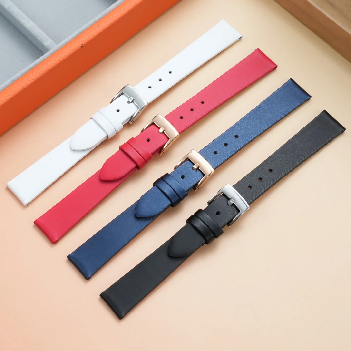 Ladies' Silk Leather Strap For Swarovski Crystal Frost Series 5484058 5484061 5484067 Cowhide Leather Watch Band 14mm Wristband