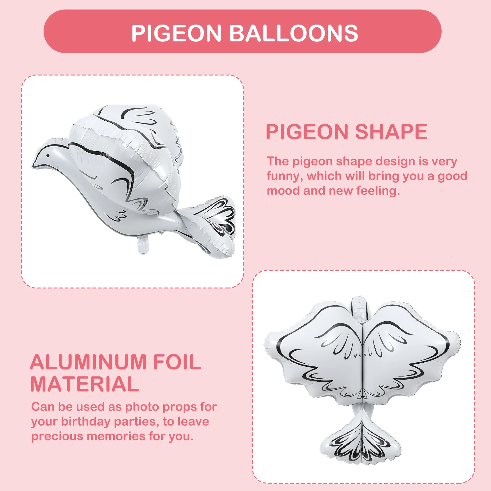 

2Pcs Pigeon Balloons Decorative Party Aluminum Foil Balloons Wedding Scene Layout Balloon Props for Birthday Photo Party