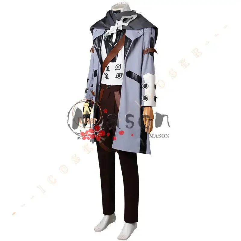 CyHonkai スターレールウェルトヤンコスプレ衣装ウィッグゲーム制服メガネトレンチスカーフアストラルエクスプレスアニメーターハロウィンパーティー男性 S