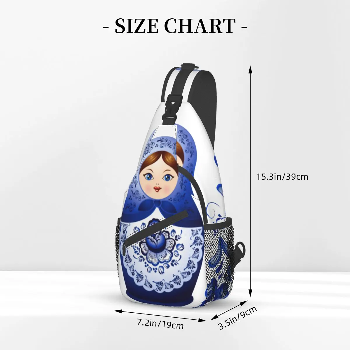 Matryoshka Doll Russian Gzhel Crossbody Sling Bags Small Chest Bag Khokhloma Shoulder Backpack Daypack for Hiking Outdoor Travel