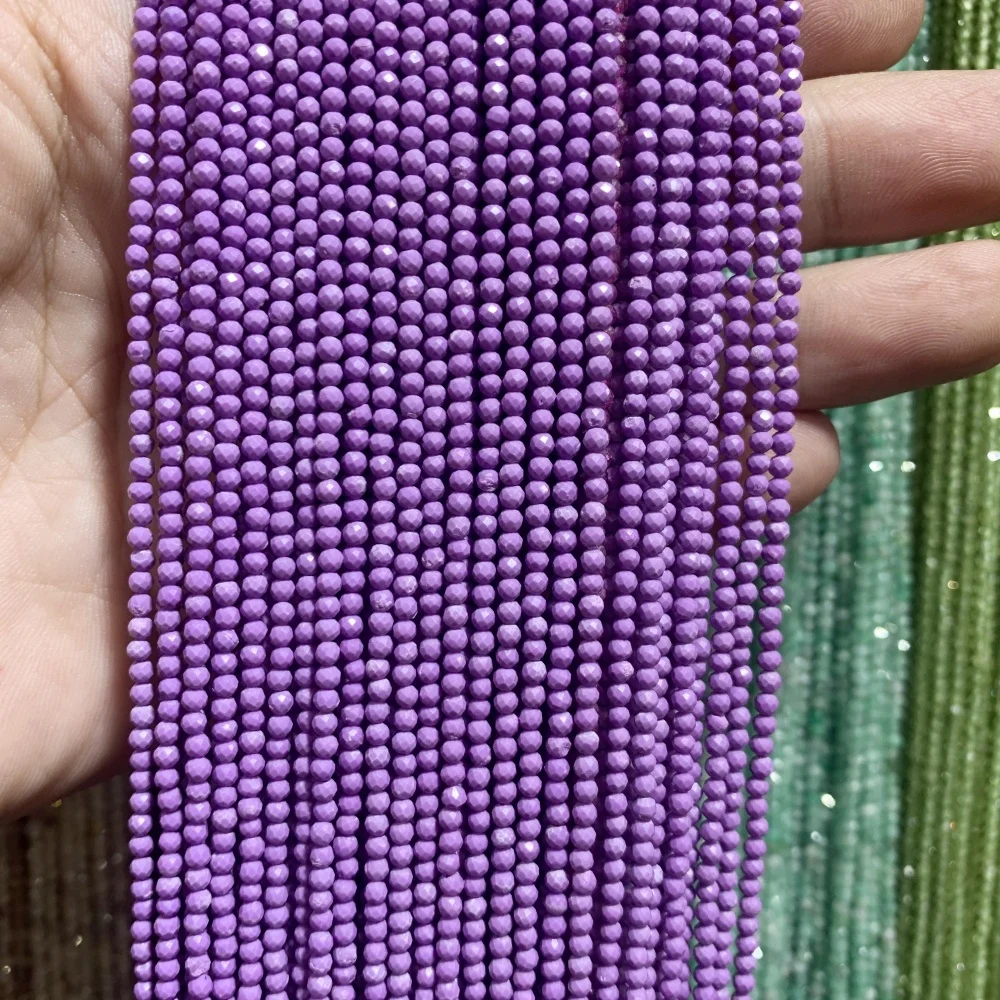 Natürlicher 2 mm runder facettierter Naturstein Lepidolit-Lolith-Labradorit DIY Ohrringe Halskette Armband Schmuckherstellung 15" Stra