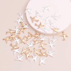 Leslie 30pcs 16*20mm Gold Silver Color Alloy Dove Pigeon Charms Connectors Swallow Pendants for Bracelet Necklace DIY Jewelry