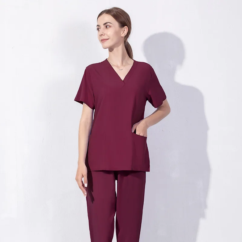 Conjunto de esfrega manga curta masculino e feminino, Workwear Fino, Uniforme de Enfermeira, Elástico, Secagem Rápida, Salão de Beleza, Médicos Operating Room, Verão