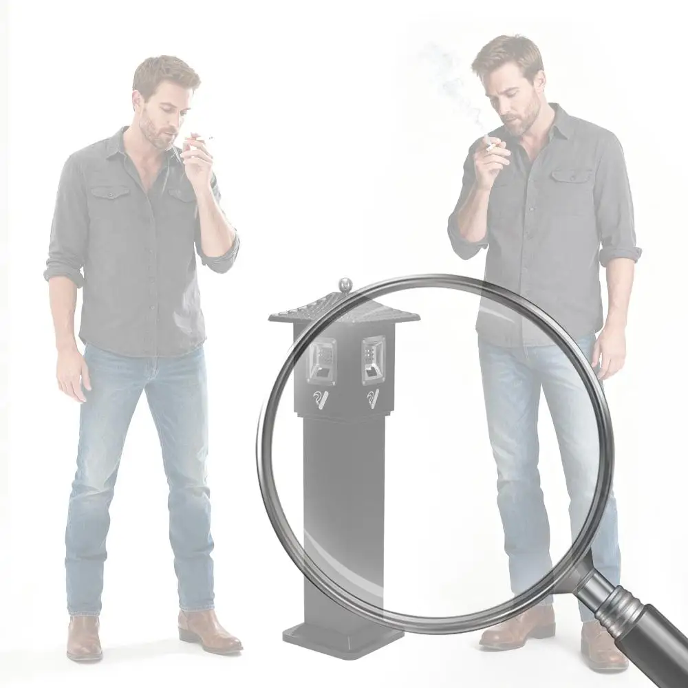 

Standing Cigarette Butt Disposal with Inner Bucket Trash Receptacle Outdoor Metal Vertical Trash Bin for Hotel Patio Restaurant