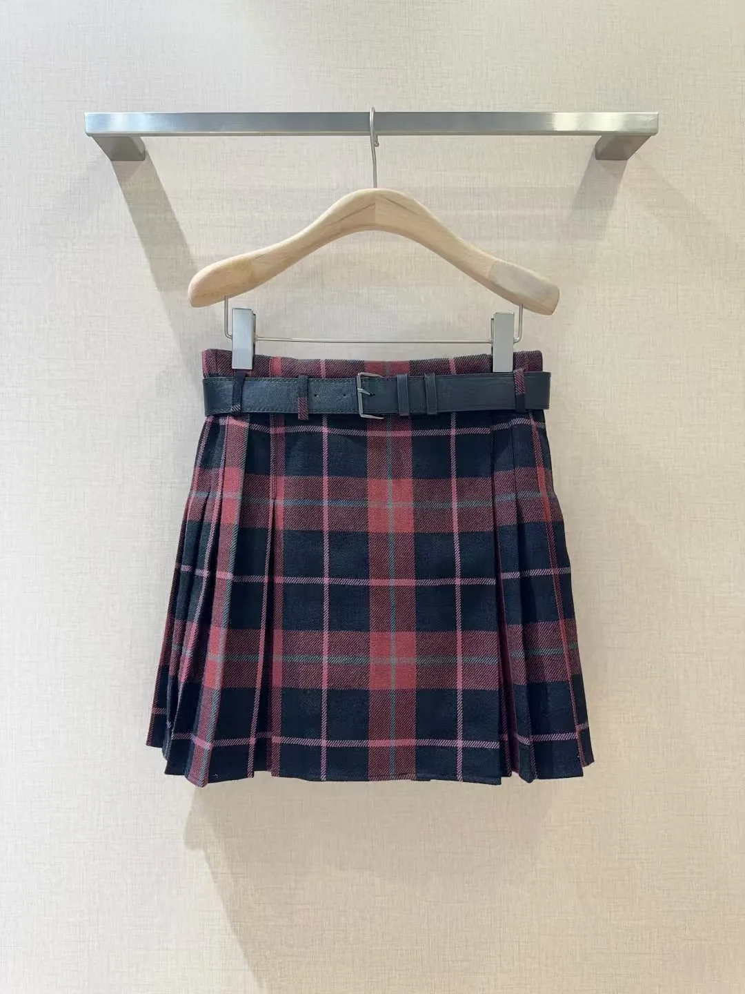 High end customized women's versatile plaid wool half skirt