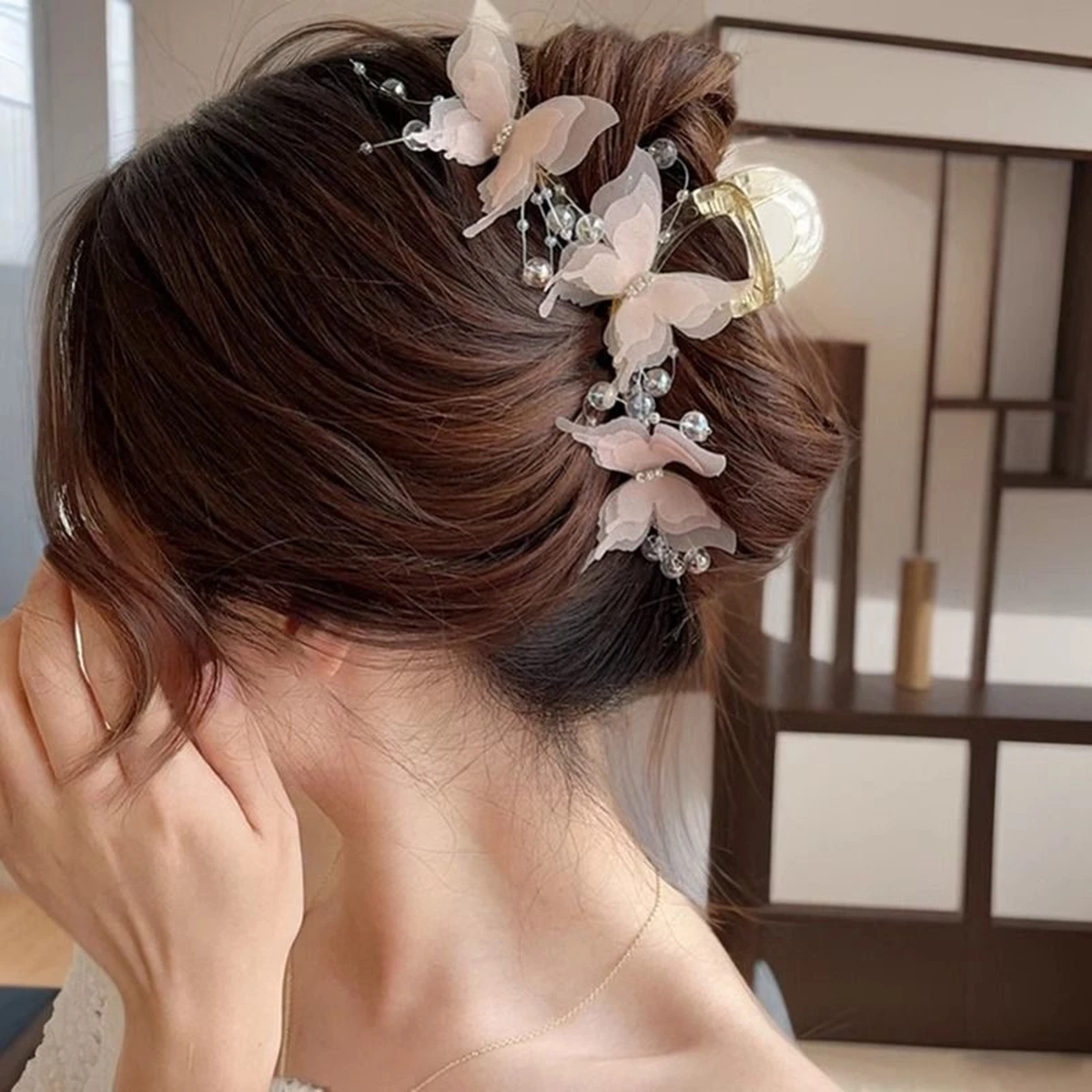 Super Fairy-Like Butterfly Hair Clip, Large Shark Clip, Back-Of-Head Hair Clip for Girls and Women,