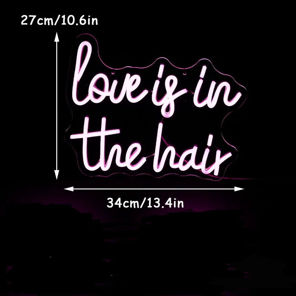 One Piece Love in Hair Neon, Adjustable Pink Letter Neon, Hair Salon Sign LED Neon, Barber Shop Beauty Salon Decoration