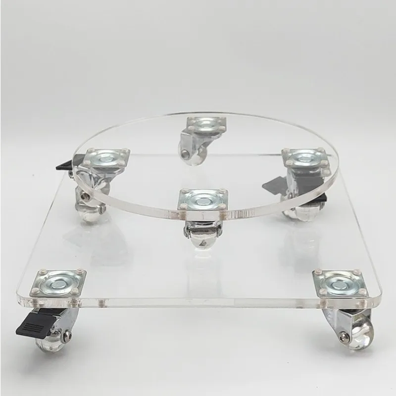 Acrylic flower pot tray with wheel, movable transparent invisible universal wheel pulley roller base electrical bottom bracket