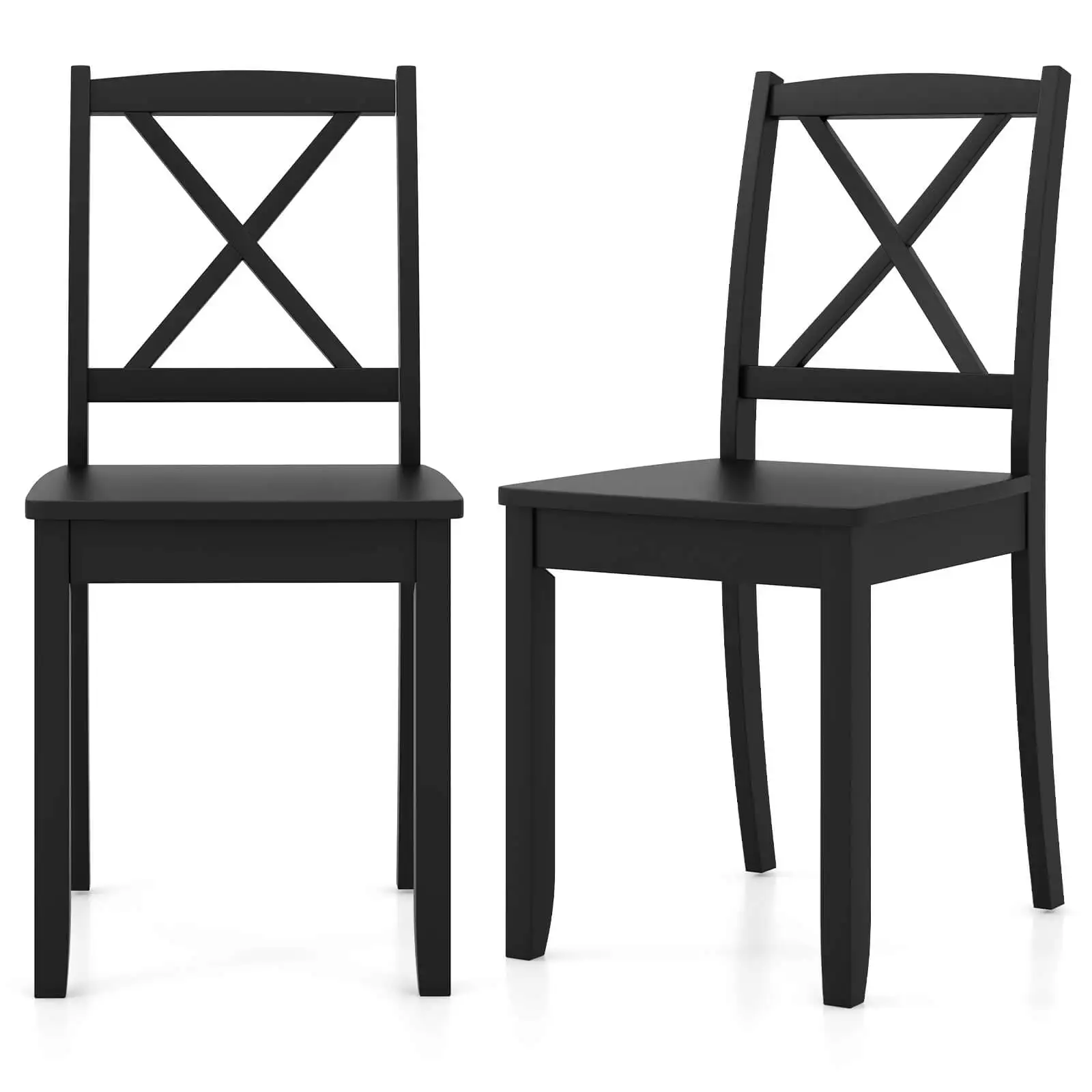 Dining Chair Set of 2 Kitchen Side Chairs w/ Rubber Wood Legs & Cross Back