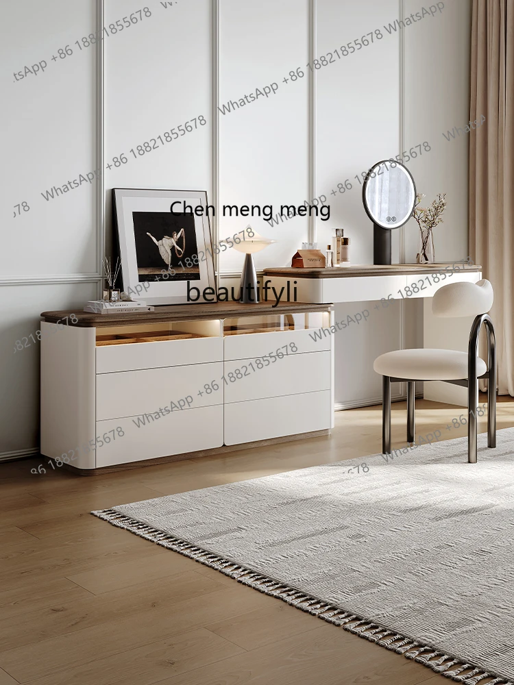 

D178 Dresser, chest, integrated makeup table, high-end master bedroom corner-turning French cream style makeup table