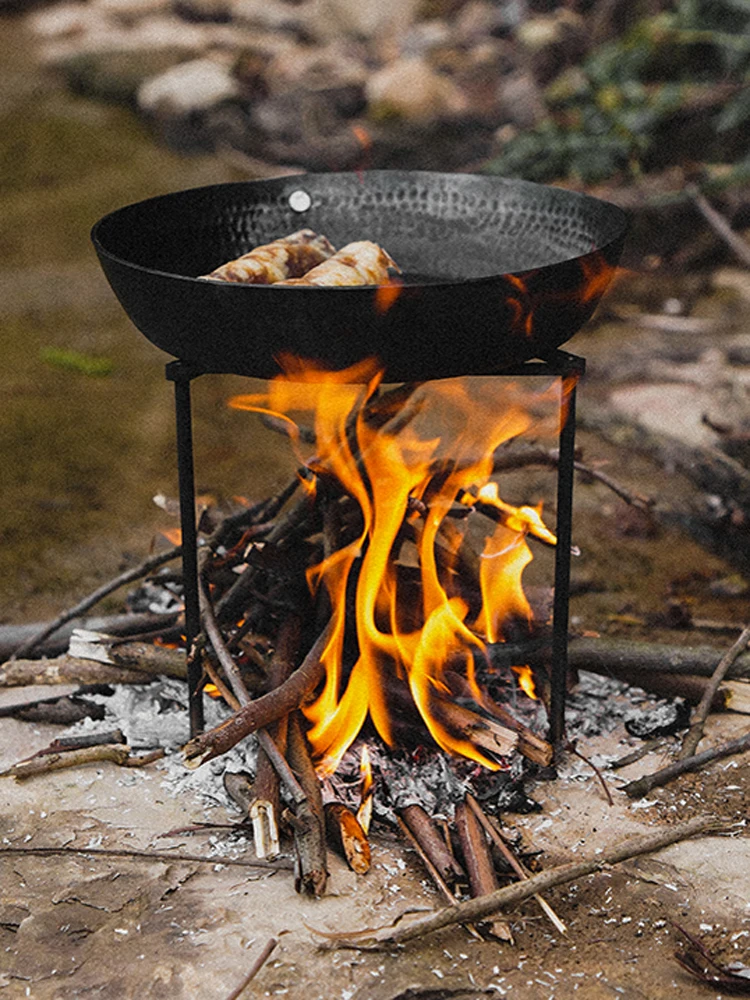 Bushcraft Outdoor Camping BC Tools Bonfire Barbecue Triangle Bracket Support Cookout Pot Pan Rack Portable Wood Stove Equipment