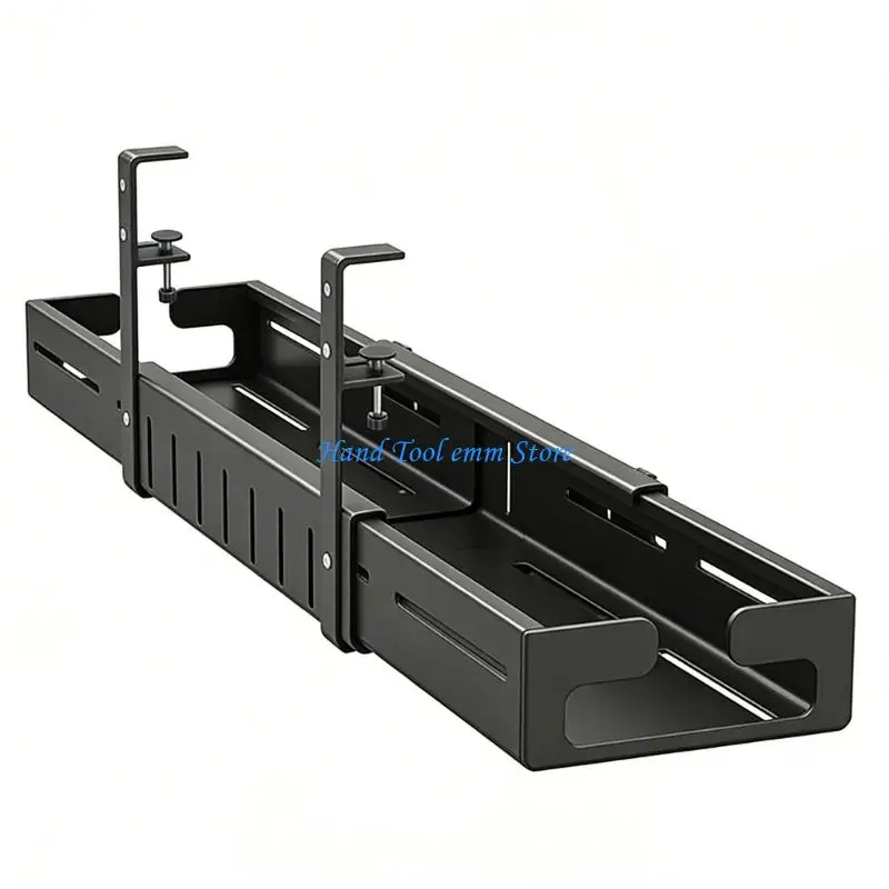 

H37F Practical Under Desk Cable Tray with Expandable Design and Wide Platform Suitable for Keep Wire and Adapters Organized