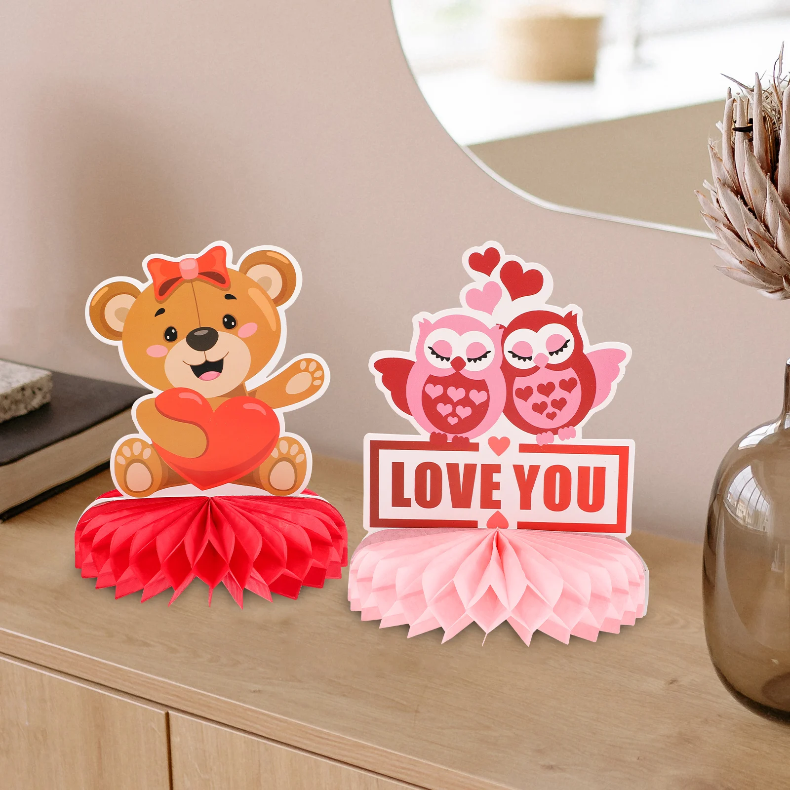 

9 Pcs Valentine's Day Honeycomb Decoration Party Home for Valentines Decorate Paper Decorations Bride