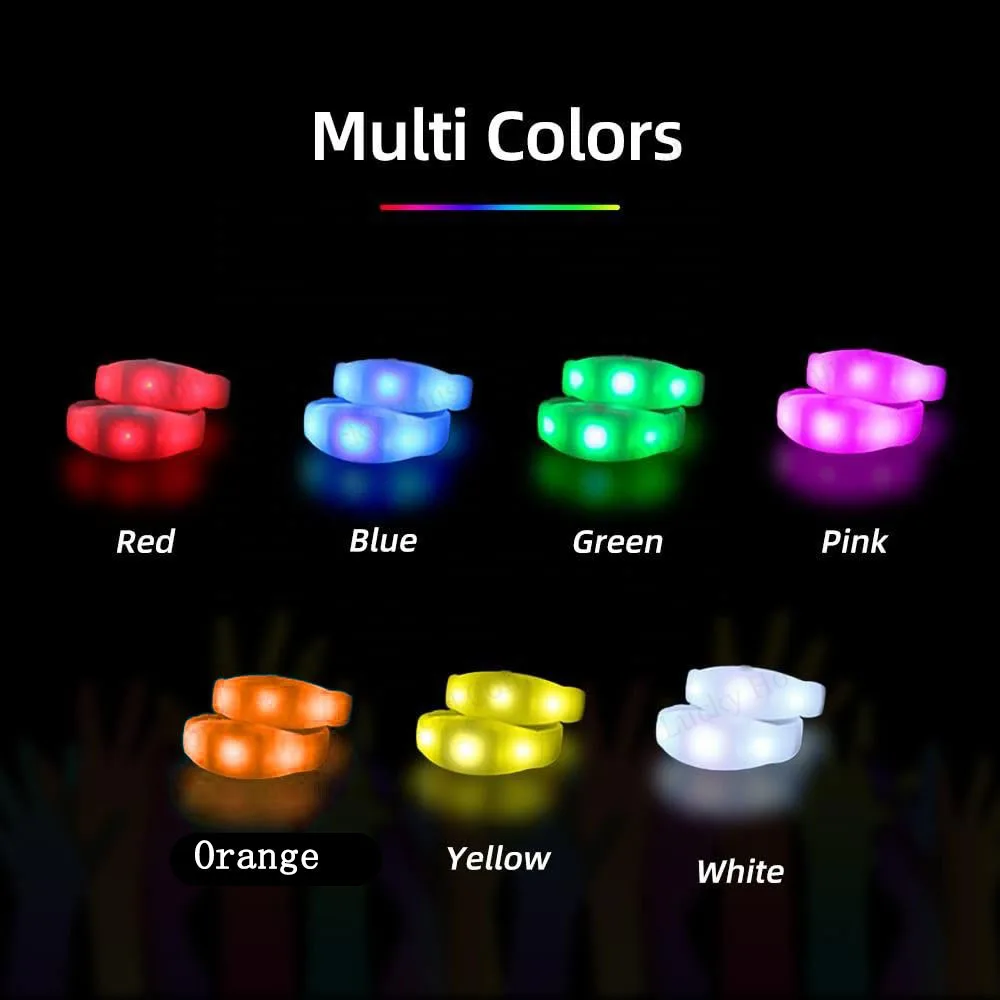 Music & Sound Activated LED Bracelets Light Up Bangle Wristband Glow Bracelets Glow in the Dark Party for Neon Party Concert