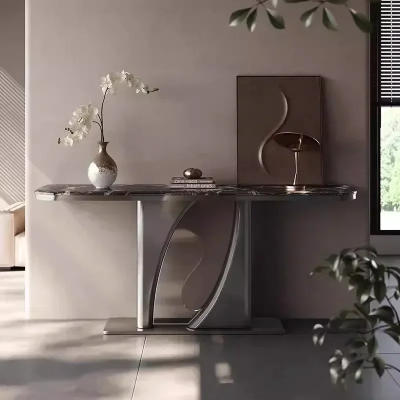 Light luxury living room entrance hall entrance table, natural luxury stone, microcrystalline stone, entrance table