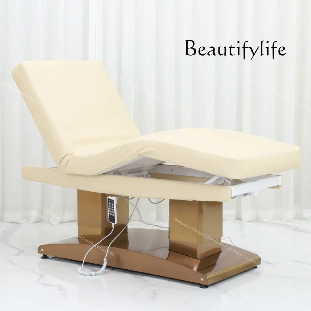 For Beauty Salons Complete Electric Lifting Adjustment Facial Bed Stainless Steel Base Body Massage Bed Lead Hole