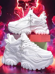 Women's fashion casual vulcanized shoes pure white platform high heels female Halloween punk style light women's sports shoes