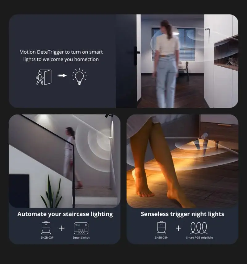 Imagem -03 - Sonoff Snzb03p Zigbee Sensor de Movimento Detecção de Luz e Zbdongle-e Automação de Segurança Doméstica Via Ewelink App Alxea Google