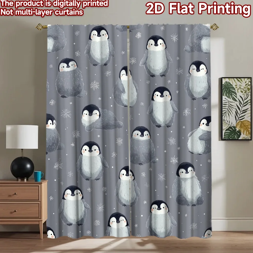 

1pc 2D flat Photography Backdrop Tapestry Cute Penguins and Snowflakes 100% Polyester Family Party Perfect for Suitable for