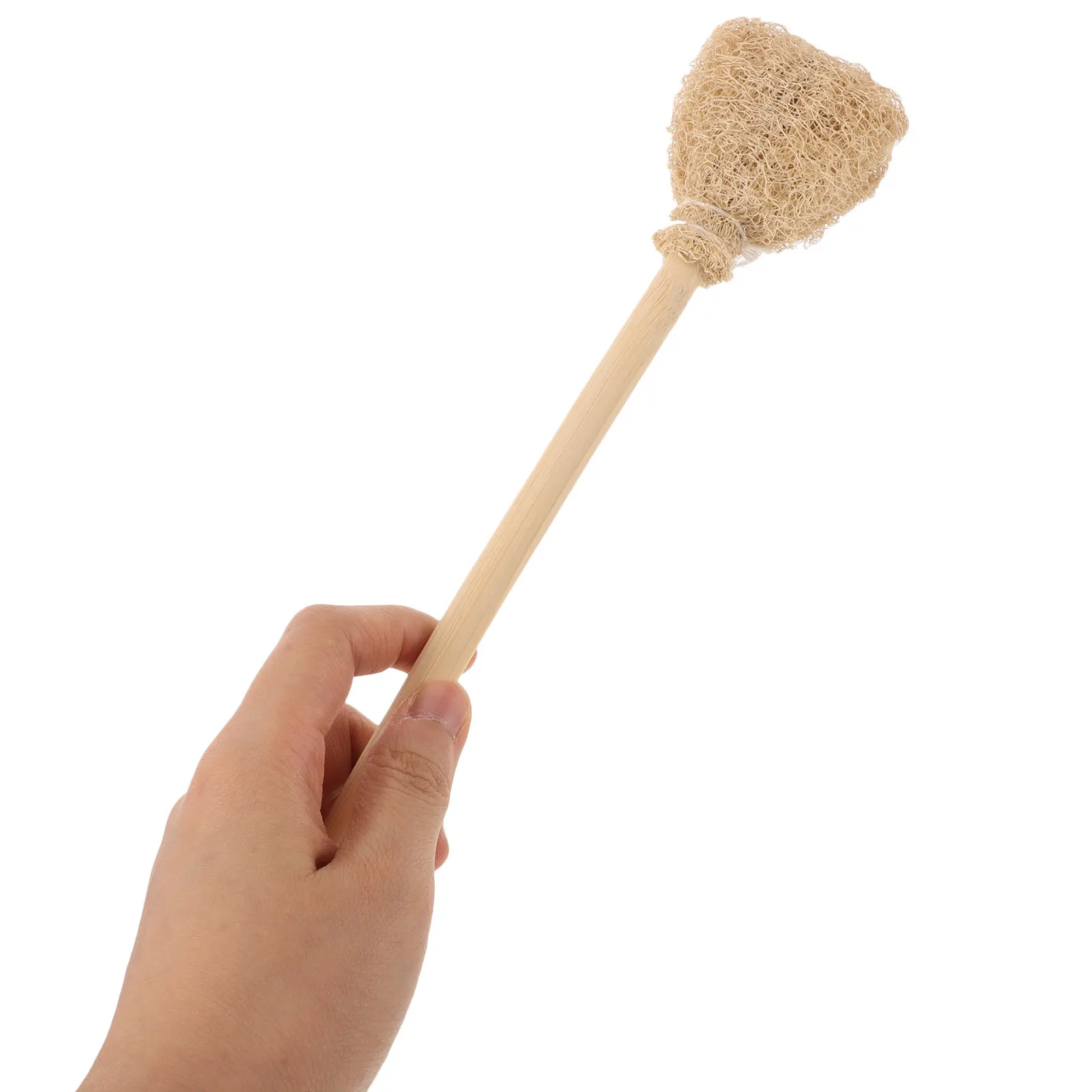 Natural Loofah Brush with Wood Handle – Kitchen, Bottle, Pot & Pan Cleaning Tool, Gentle & Lightweight