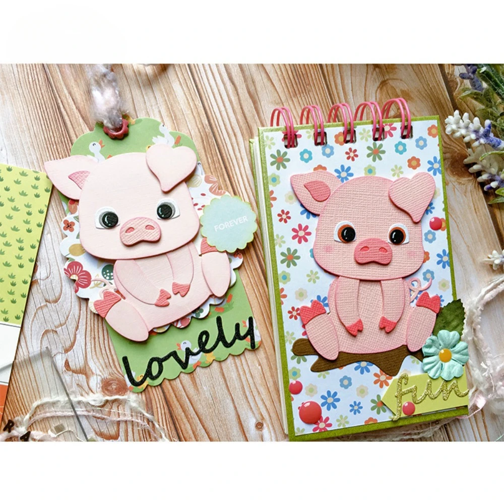 2024 New Cute Cartoon Pig Metal Cutting Dies for Scrapbooking Decoration Handmade Stencil DIY Card Making Mold Model Crafts