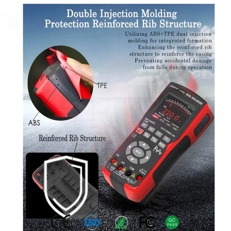 

Цифровой осциллограф-мультиметр, тестер истинного среднеквадратичного значения, 10 МГц, автоматический диапазон, литиевая батарея ZT-702S/703S, высокое напряжение