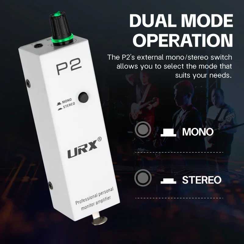 URXs P2 ultra compact active battery portable metal personal monitoring Headphone amplifier with XLR/TRS input 3.5mm output view 5