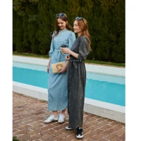 AP SS26 Women Lightweight Denim Dress Cotton Black and Blue Maxi Dress - Image 6